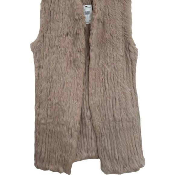 NEW Love Token Genuine Rabbit Fur Color Latte Winter Holiday Cozy Vest Size L - Picture 6 of 12
